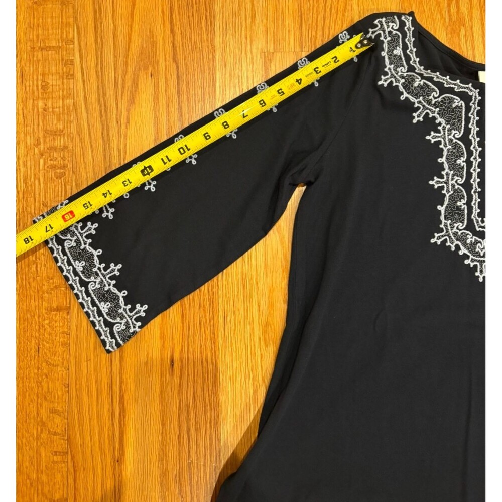 J Jill Women's Shirt SP Small Petite Long Sleeve Navy Blue Tunic Embroidered NWT - Picture 9 of 11